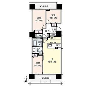 プレミスト札幌ステーションアクシス アクアサイド(3LDK/6階)の間取り写真