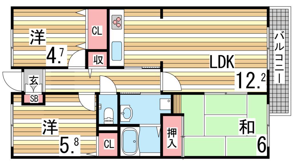 シティ南落合(3LDK/8階)の間取り写真