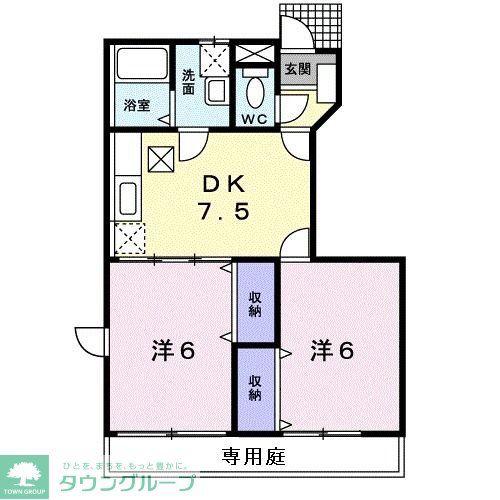 サンクレスト東野(2DK/1階)の間取り写真
