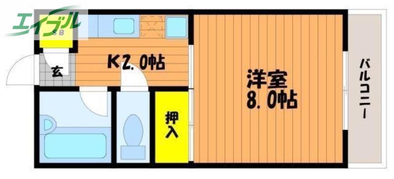 KAUL築港新町(1K/3階)の間取り写真