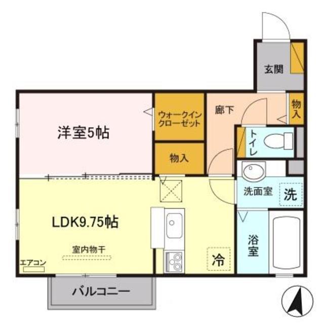 リュミエールB(1LDK/1階)の間取り写真