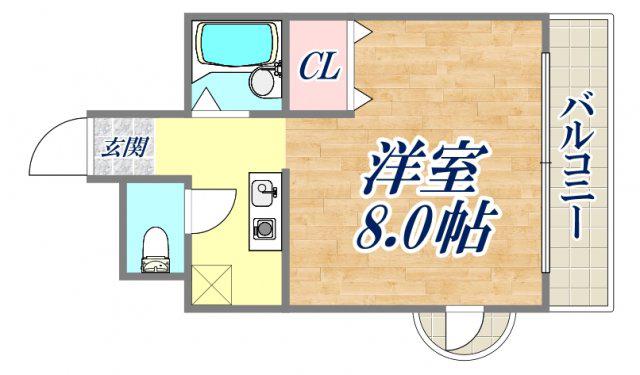 ハイツ北口(1K/2階)の間取り写真