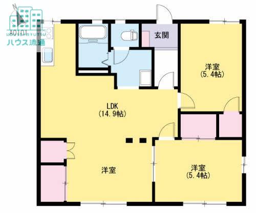 ヴィラウィステリア小ヶ倉A(2LDK/1階)の間取り写真