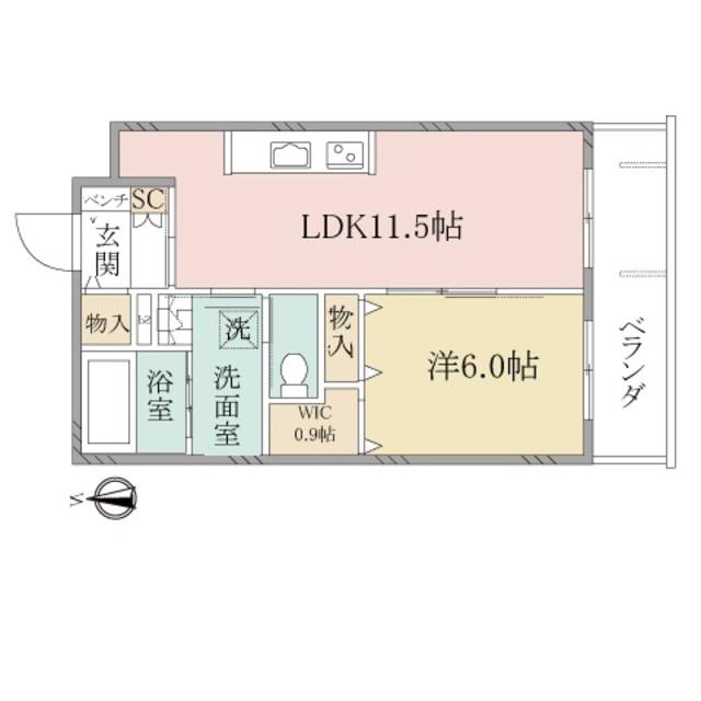 ヘーベルヴィレッジ日野LAULEA HALE(1LDK/3階)の間取り写真