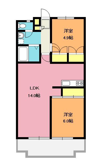 マンションレヴォール(2LDK/3階)の間取り写真