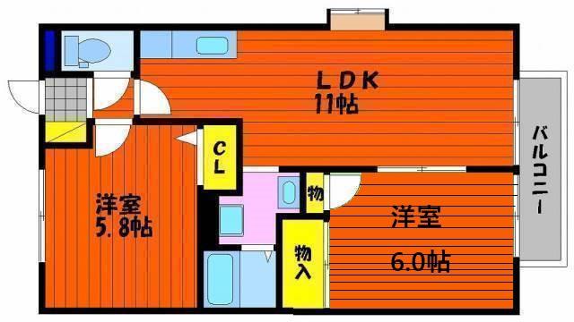 インペリアルパレス(2LDK/2階)の間取り写真