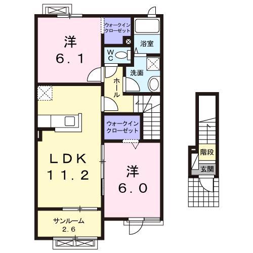 グレーシア(2LDK/2階)の間取り写真