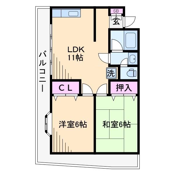 トパーズ・ハイツ(2LDK/2階)の間取り写真