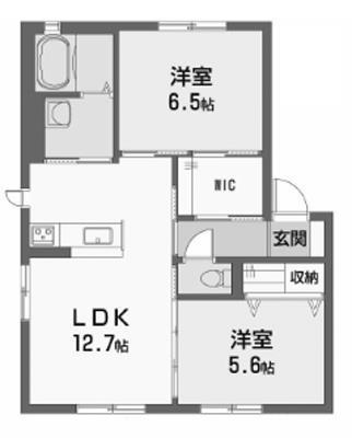エタンリジェールB棟(2LDK/2階)の間取り写真