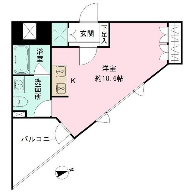 ロディア立川(ワンルーム/6階)の間取り写真