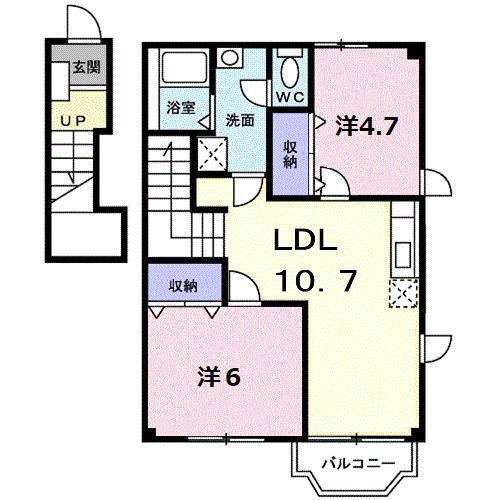 クランベリーハウス(2LDK/2階)の間取り写真