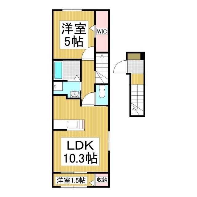 コーポ林II(1LDK/2階)の間取り写真