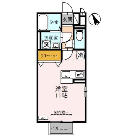 ロイヤルパレス(ワンルーム/1階)の間取り写真