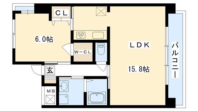 ラフィネ清水(1LDK/3階)の間取り写真