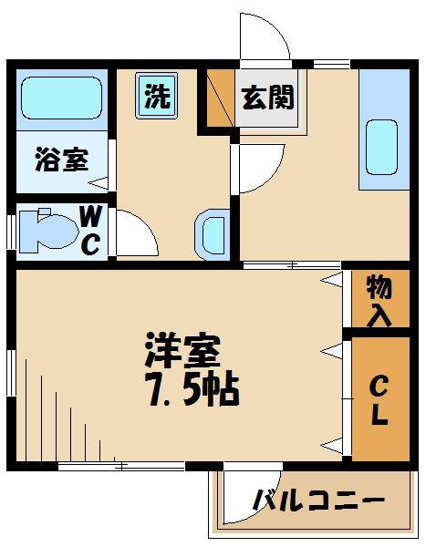 リバーサイドIII(1K/2階)の間取り写真