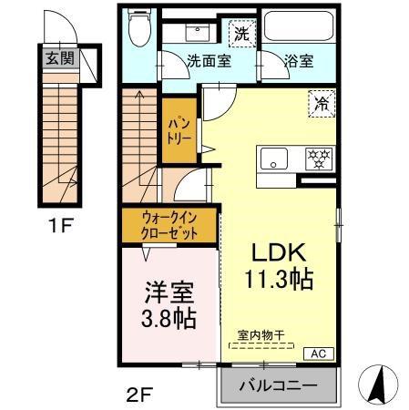 ベルファイン(1LDK/2階)の間取り写真
