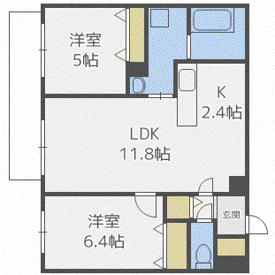 PRESIDENCE西町(2LDK/4階)の間取り写真