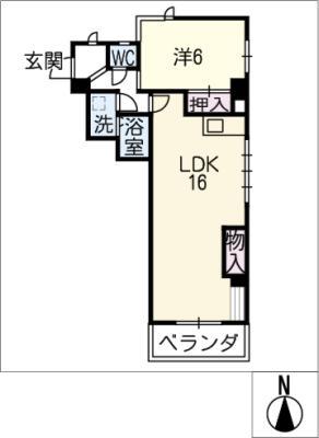 豊川支店マンション(1LDK/2階)の間取り写真
