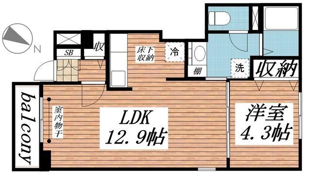 ブルーン(1LDK/1階)の間取り写真