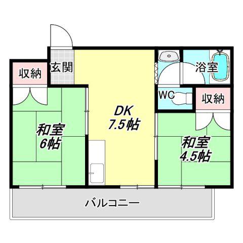 JSC帝塚山(2DK/3階)の間取り写真
