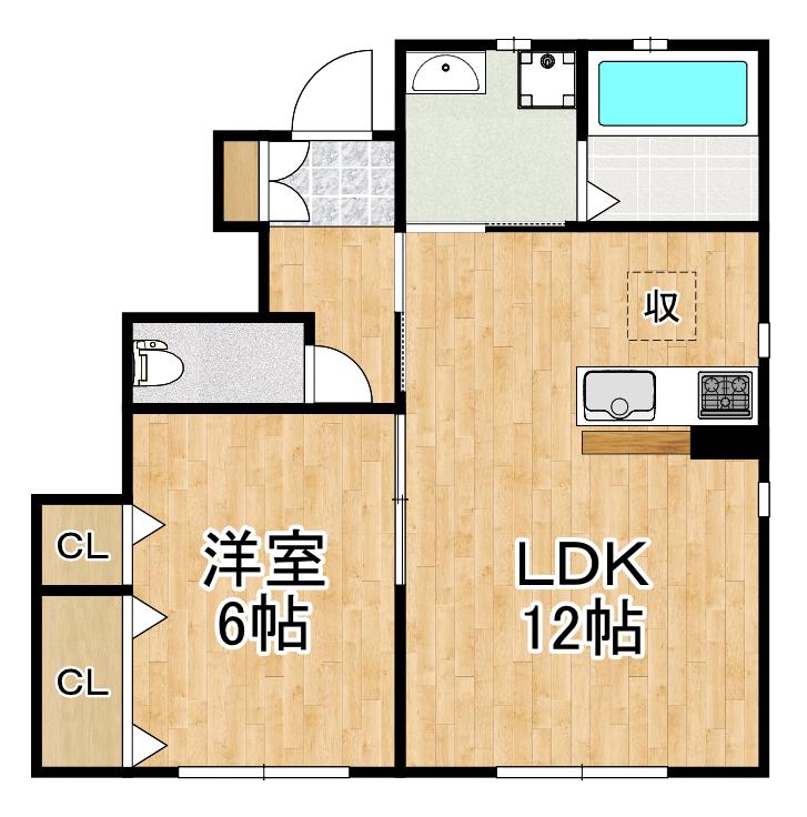 メゾンYASUI B(1LDK/1階)の間取り写真