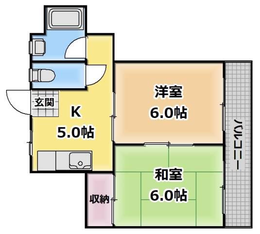 ホーユービル(2K/2階)の間取り写真