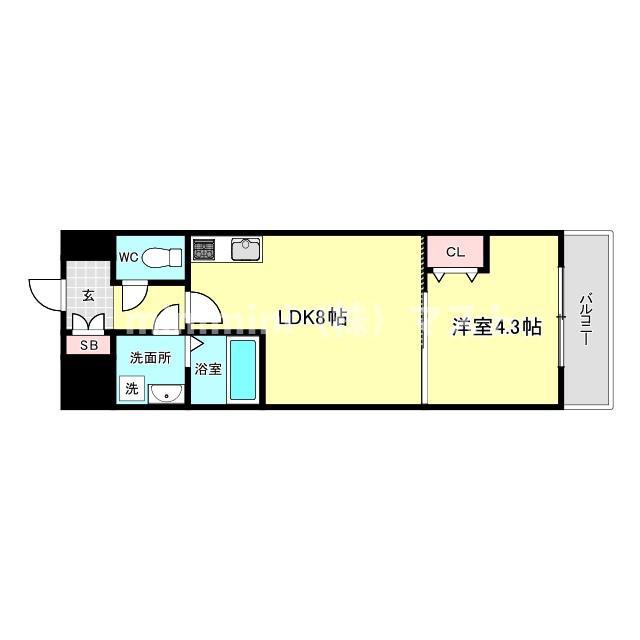 JINO花園町(1LDK/5階)の間取り写真