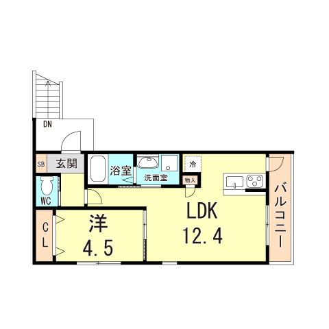 HCフラッツ国玉ガーデン(1LDK/2階)の間取り写真