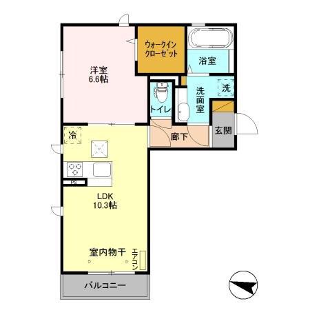 セレーノ柏(1LDK/1階)の間取り写真