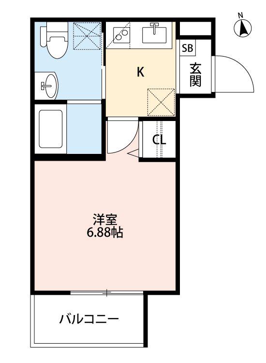 CIEL神崎川(1K/1階)の間取り写真