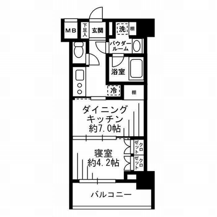レジディア池尻大橋(2K/6階)の間取り写真