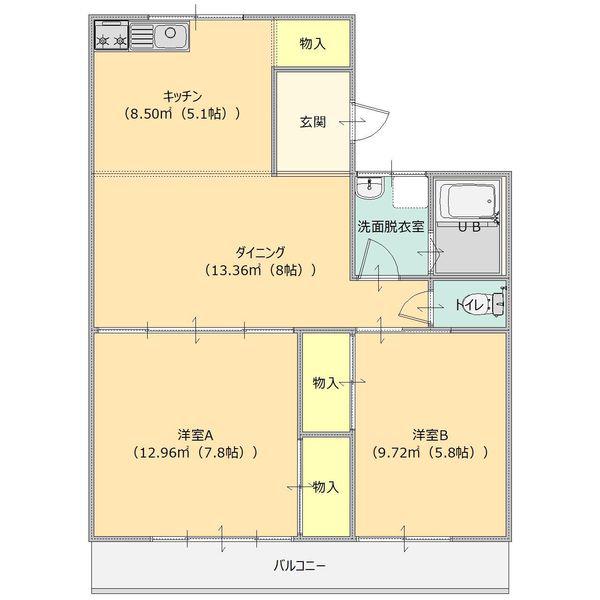 メゾン シュシュ(2LDK/1階)の間取り写真