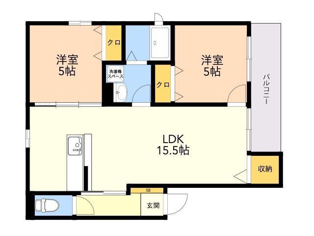 グレーシア 姪浜(2LDK/1階)の間取り写真