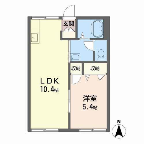 チューリップハイツA棟(1LDK/2階)の間取り写真