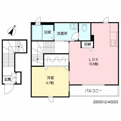 シャーメゾン花畑(1LDK/2階)の間取り写真