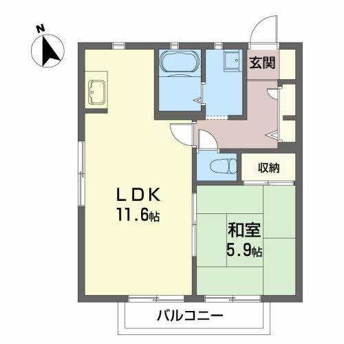 コーポ・ベアー(1LDK/2階)の間取り写真