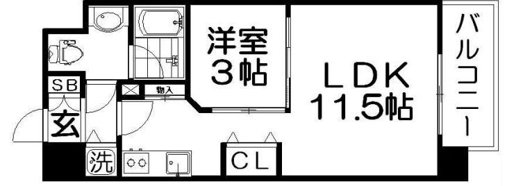 ロッカベラアパートメント(1LDK/6階)の間取り写真