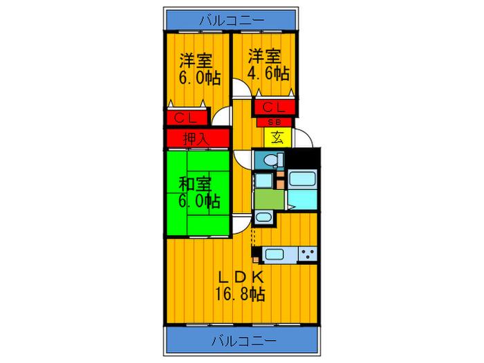 CASA REGGIAII(3LDK/2階)の間取り写真