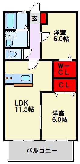 サンハイムせんり1(2LDK/2階)の間取り写真