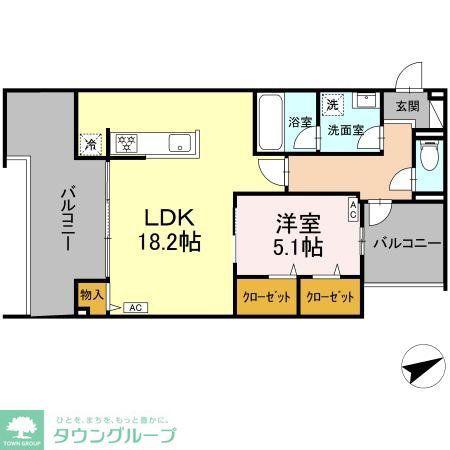 D-RESIDENCE稲城(1LDK/2階)の間取り写真