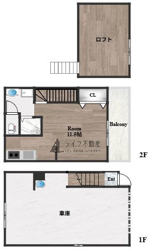 ガレージハウス DBASE(ワンルーム/1階)の間取り写真