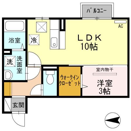 マリオン(1LDK/1階)の間取り写真