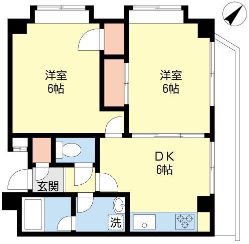 セントパレス下馬(2DK/3階)の間取り写真