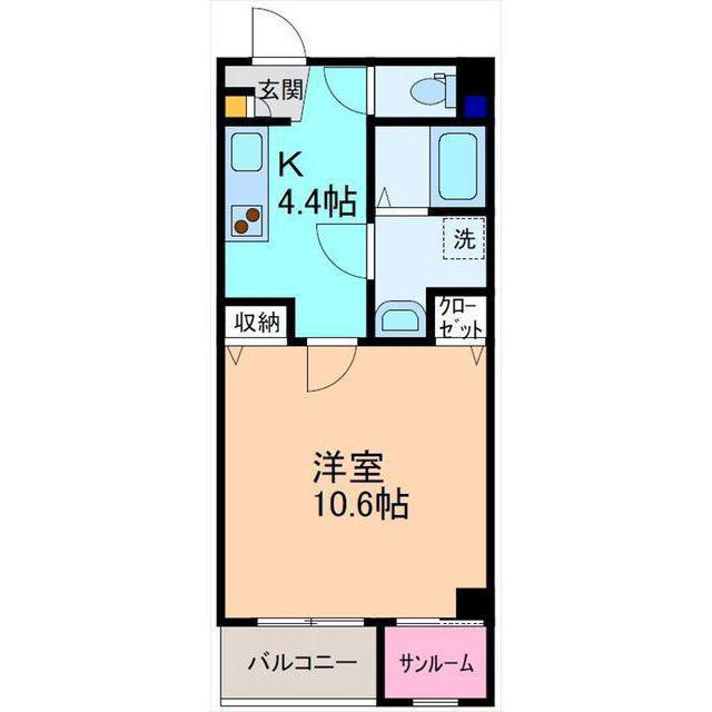 クレセントハイム御影(1K/2階)の間取り写真