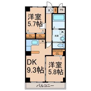 クレセール松岡Ⅱ(2DK/5階)の間取り写真
