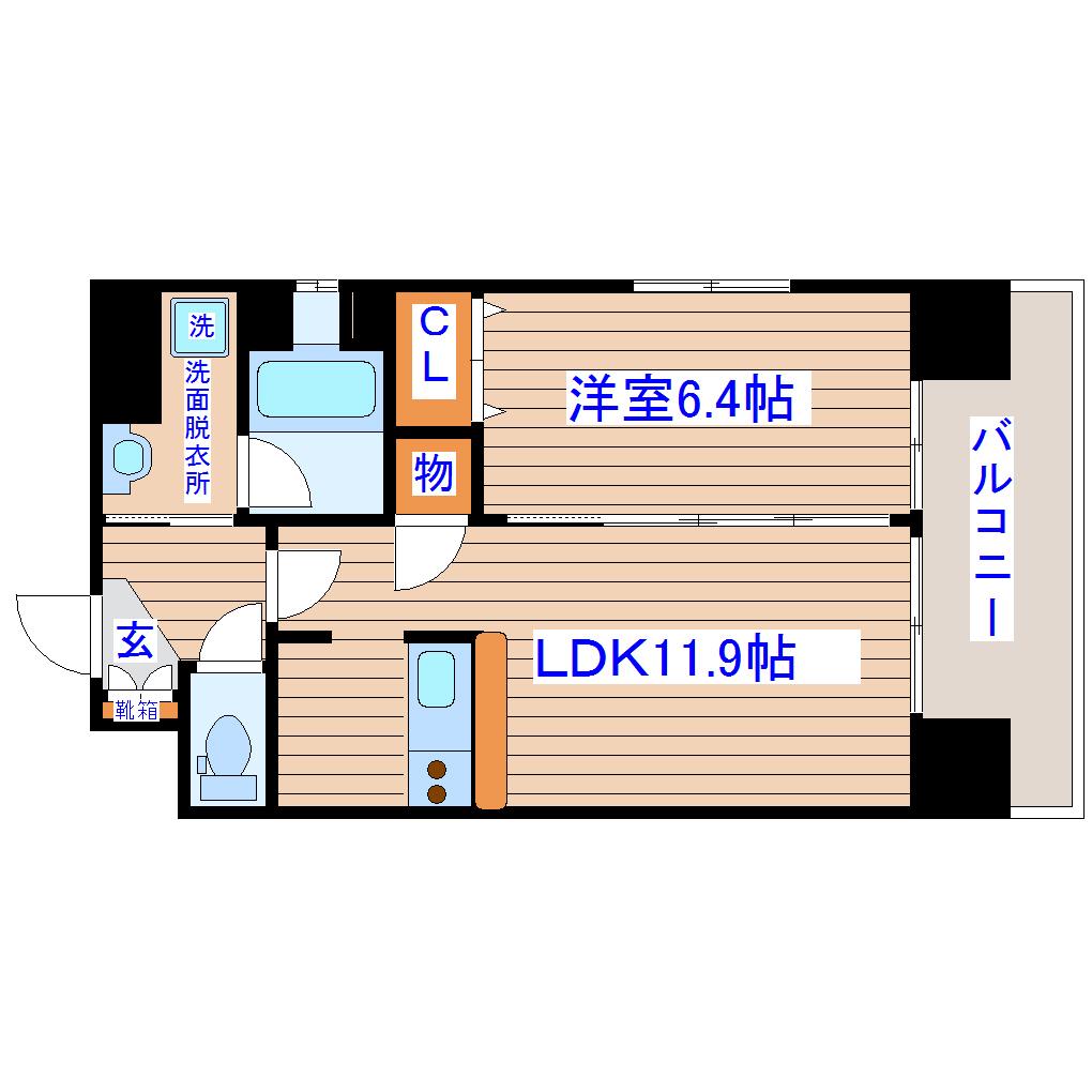 ノーブルプレイス北四番丁(1LDK/1階)の間取り写真