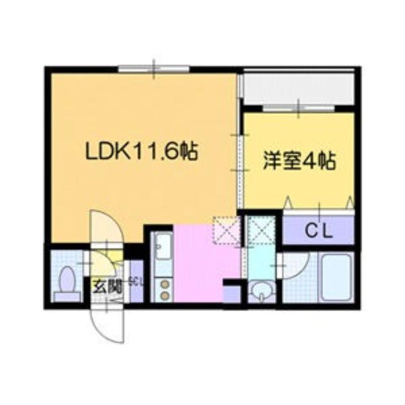 カペラ・アイン(1LDK/2階)の間取り写真