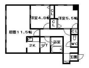 モデュロール(2LDK/2階)の間取り写真