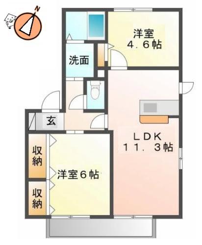 リッシュ良庵V(2LDK/2階)の間取り写真