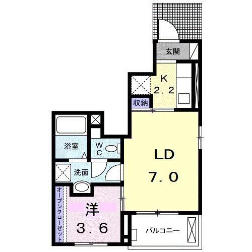 アインス(1LDK/1階)の間取り写真